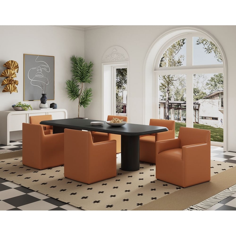 Manhattan Comfort Anna Modern Square Faux Leather Dining Armchair