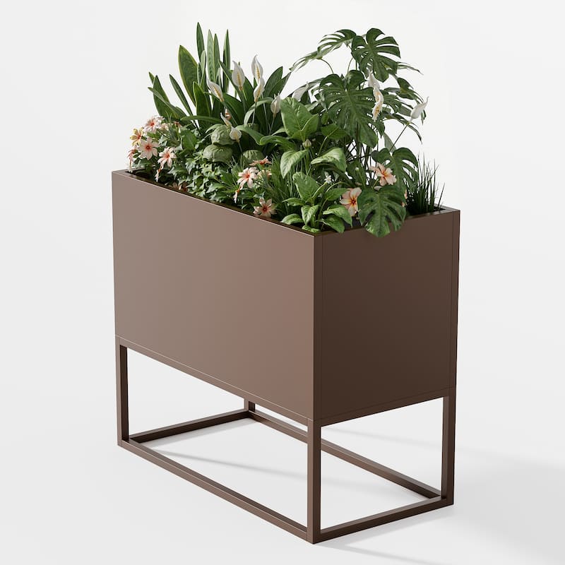 36*18*18 inch Large Metal Rectangular Planter with Shelves and Drainage Holes for Indoor/Outdoor Use, Perfect