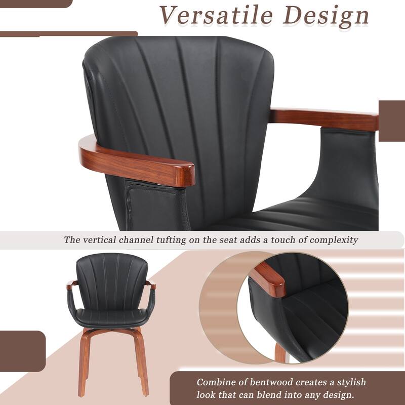 2-Piece Swivel Bar Stool Dining Chairs Accent Chairs with Heat-Pressed PU Leather Upholstery and Wood Frame