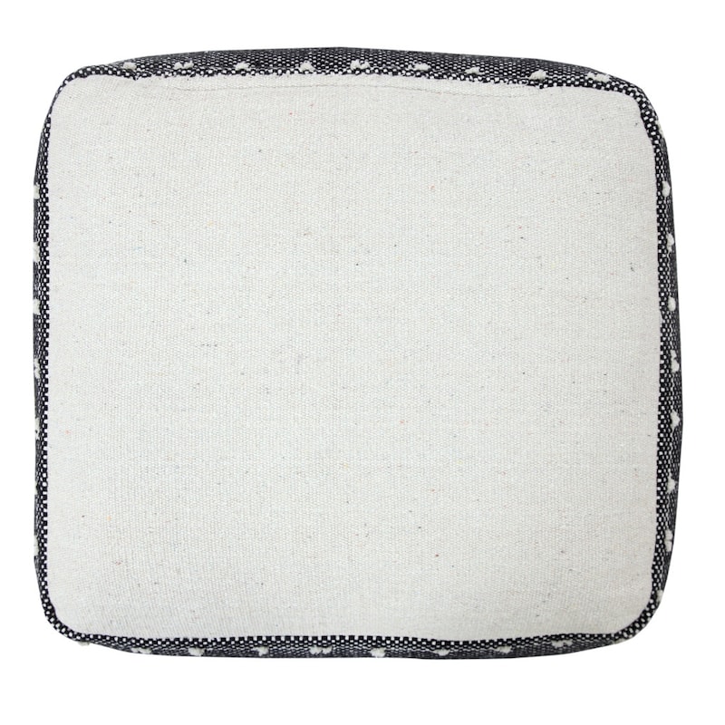 HomeRoots 18" White 100% Cotton Ottoman