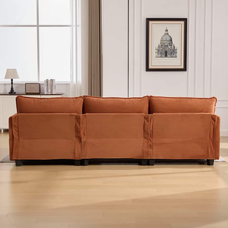102.95" L-Shaped Corduroy Sectional Sofa with Movable Ottoman