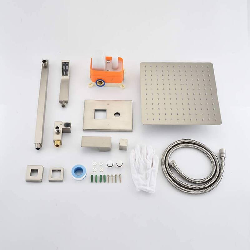 CLihome 12" Square Rainfall Shower head and Handheld Shower Head Set