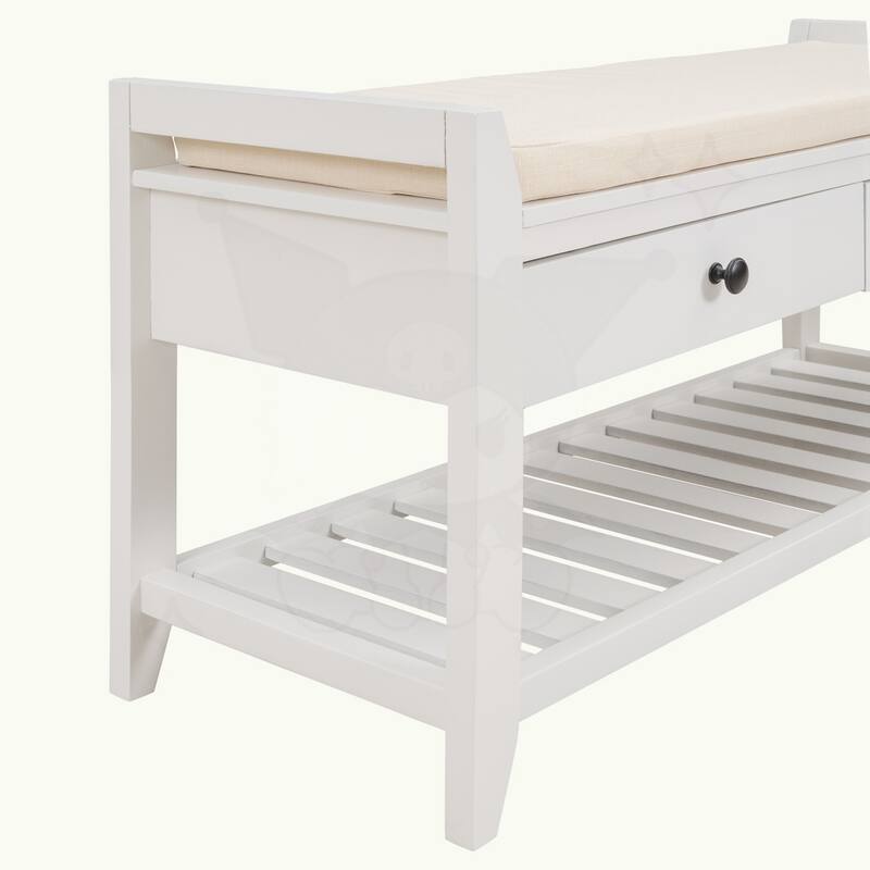 Shoe Rack with Cushioned Seat and Drawers