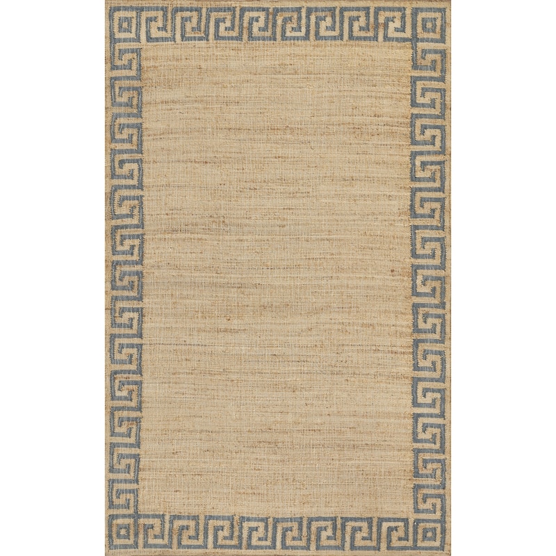 Erin Gates by Momeni Orchard Greek Key Hand Woven Wool and Jute Area Rug - Blue - 5' X 8'