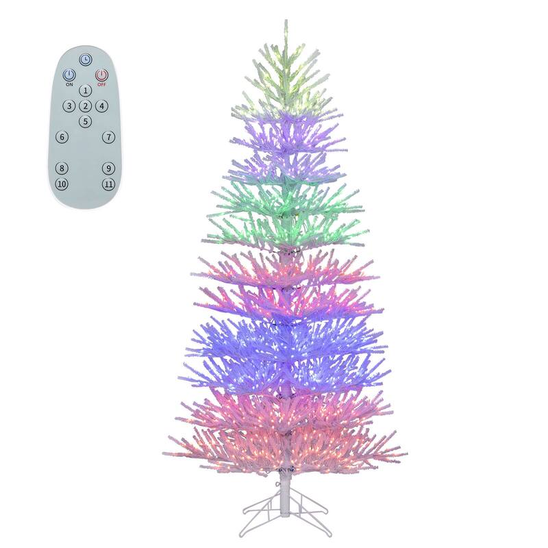Costway 7 FT Artificial Xmas Tree Hinged Christmas Tree with 820 - See Details - White - 7 Foot