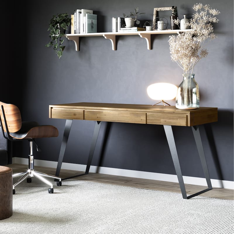 WYNDENHALL Mitchell Modern Industrial 54 inch Wide Desk - Distressed Golden Wheat