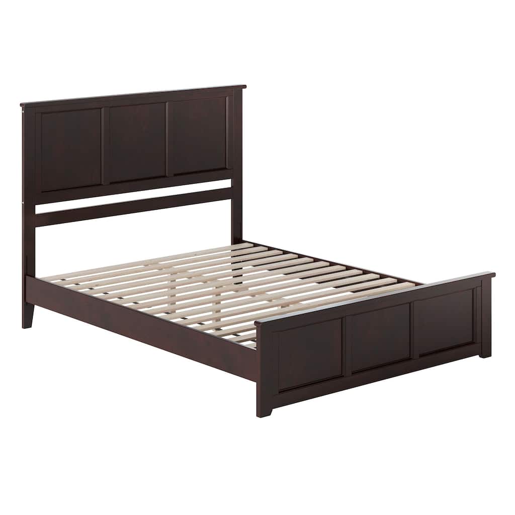 Charlotte Queen Solid Wood Low Profile Platform Bed with Matching Footboard in Espresso