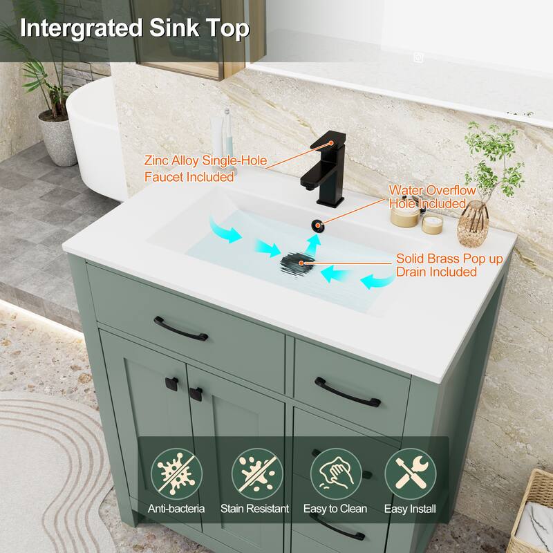 Modern Bathroom Vanity with Sink & Faucet Storage Cabinet Set