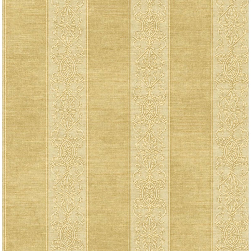 Seabrook Designs Hinson Stripe Unpasted Wallpaper - 20.5 in. W x 33 ft. L - Metallic Dandelion