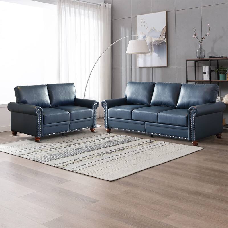 Vintage 2-Piece PU Upholstered Living Room Set