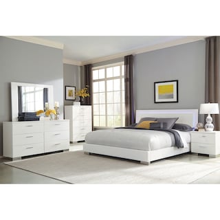 Felicity Glossy White Bedroom Set with LED Lighting