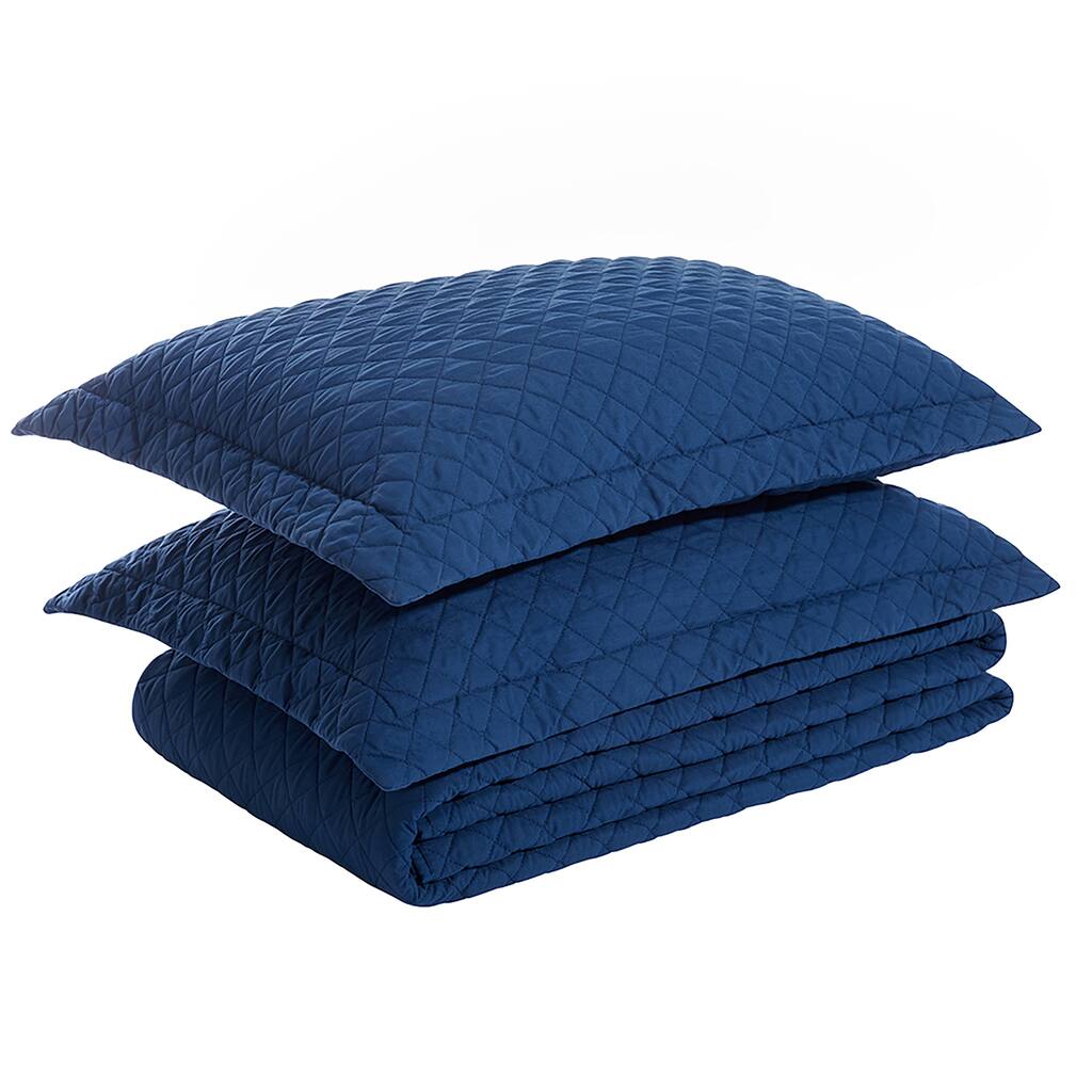 Quilt Set Queen Blue Bedspread, Quilted Bedding Quilt (90''x96''), 3pcs Quilt Set (1 Quilt, 2 Pillow Shames)