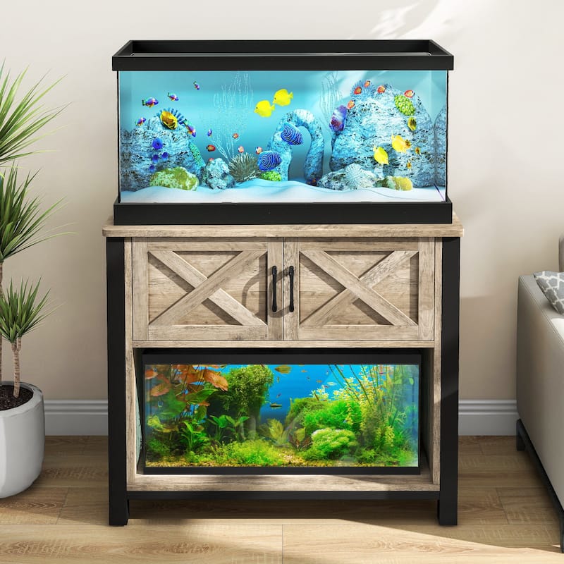 Moasis 40-50 Gallon Aquarium Stand Cabinet Fish Tank Stand with Power Outlets - Grey