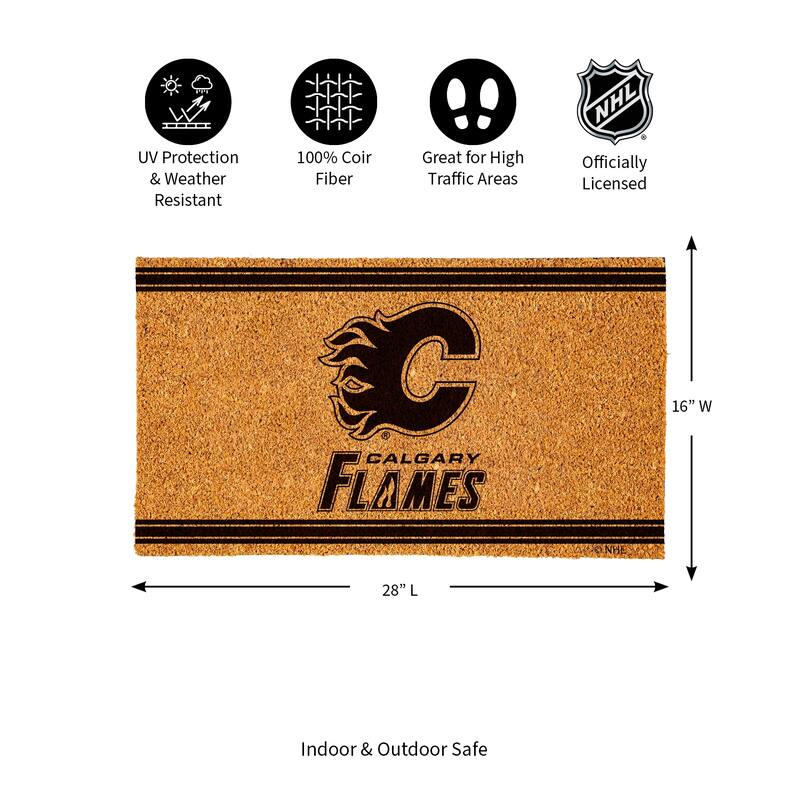 28 in. x 16 in. Calgary Flames, Coir Mat