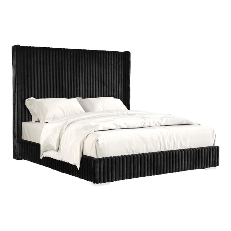 Furniture of America Draper Modern Chenille High Wingback Platform Bed
