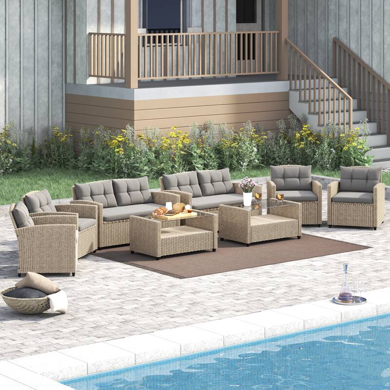 Corvus Armitage 8-piece Outdoor Wicker Sofa Set with Cushions
