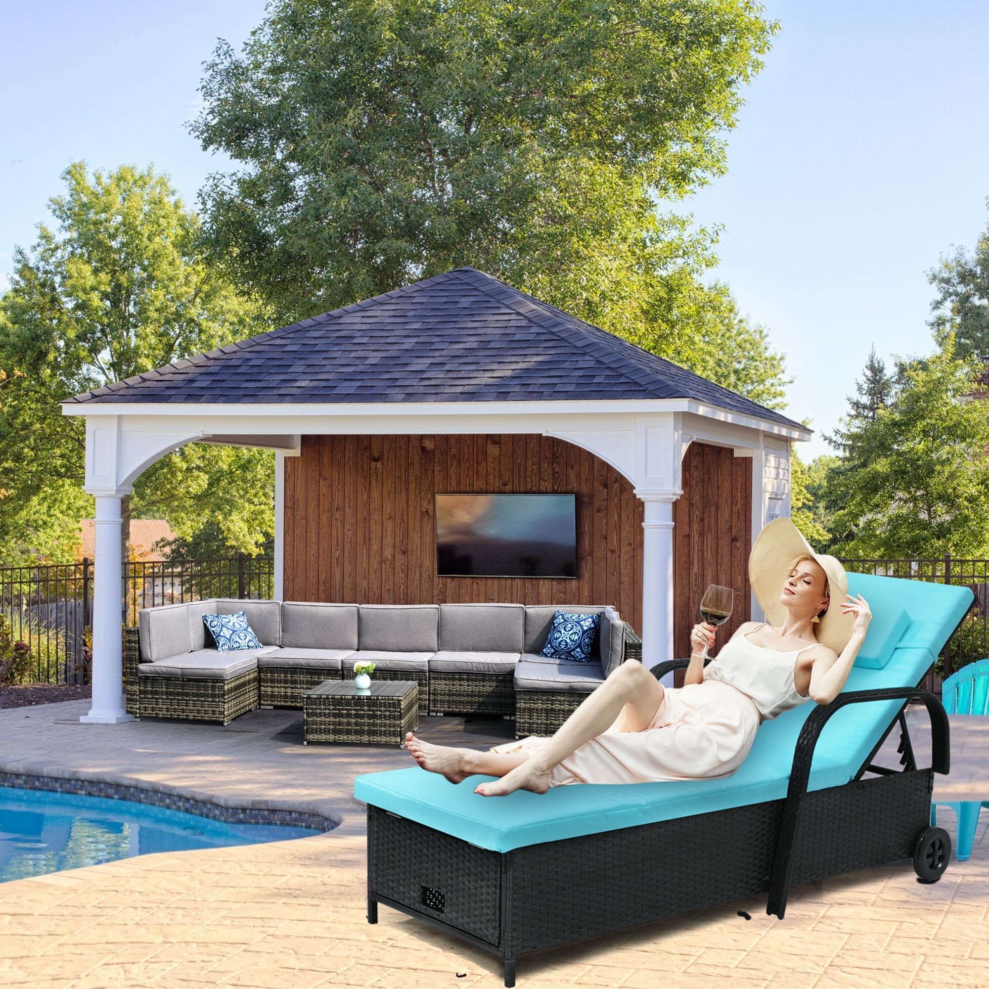 Outdoor chaise lounge with storage clearance