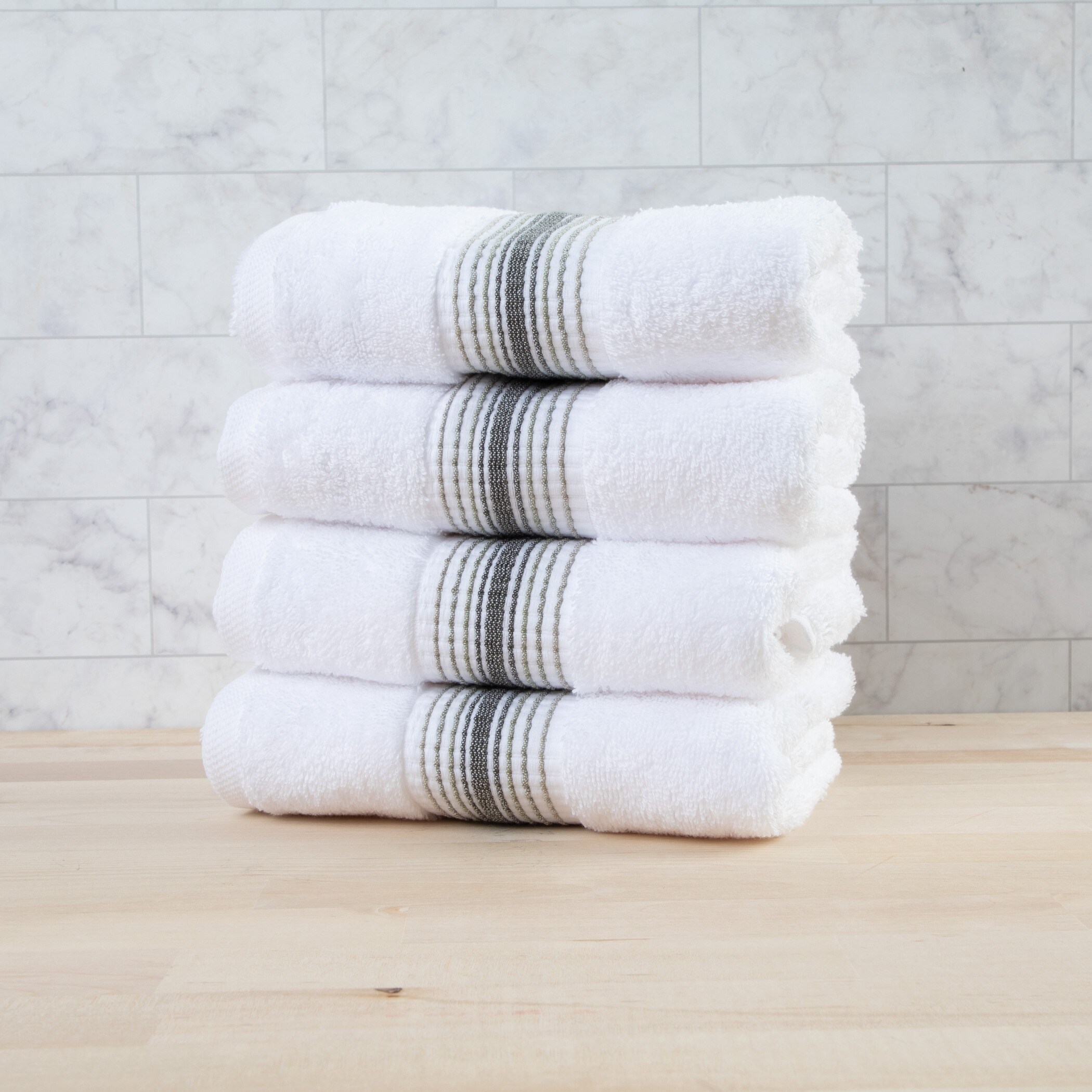 8 pc Hotel Collection DOTTED STRIPE SPA TOWEL ENSEMBLE Bath Hand