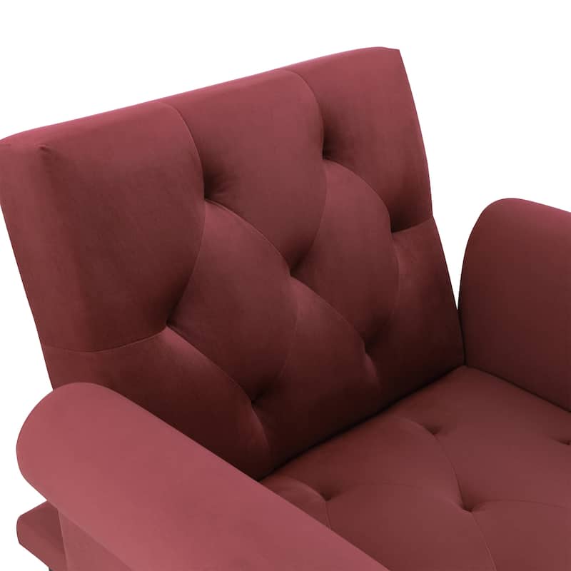 HOMCOM 2-In-1 Chaise Lounge Chair with Thick Padding, Adjustable Backrest, and Wooden Legs