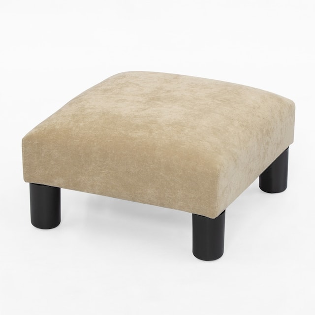 Adeco Ottoman Upholstered Fabric Footrest Pet Steps Dog Stair Stool,Footstool / Footrest - Geometric Art - Wheat