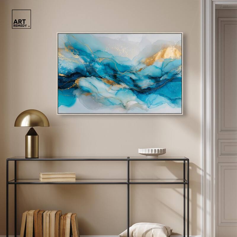 Ethereal Blue and Gold Canvas by Art Remedy