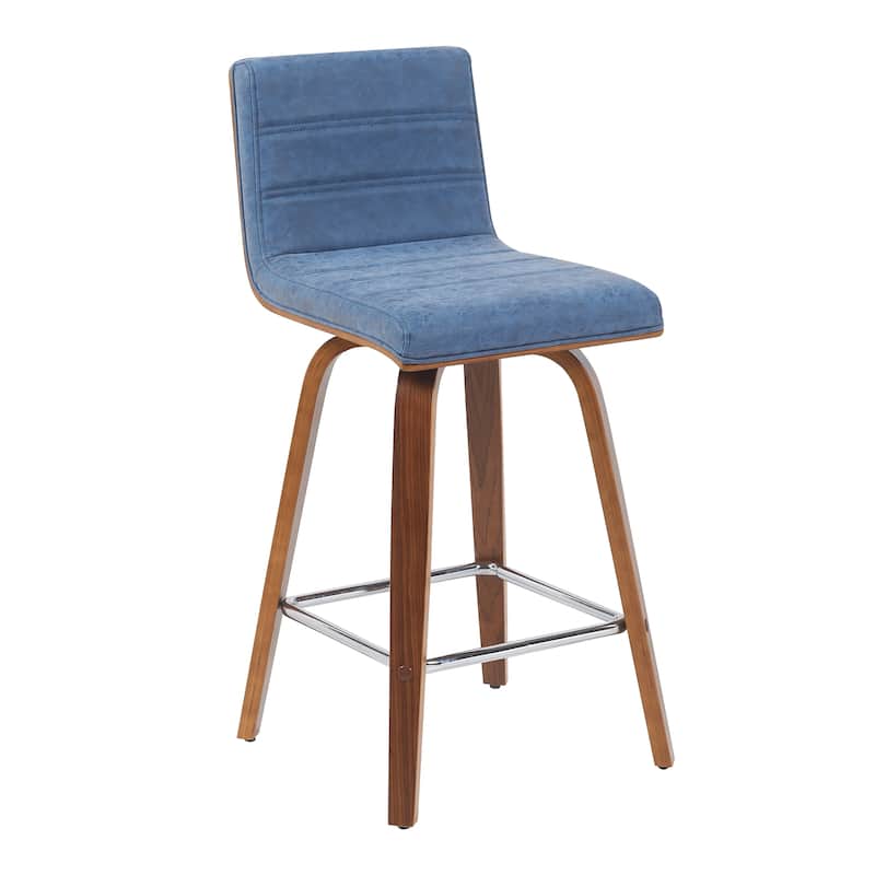 Skara Mid-Century Swivel Counter Stool, Upholstered Counter Height Chair with Bentwood Legs