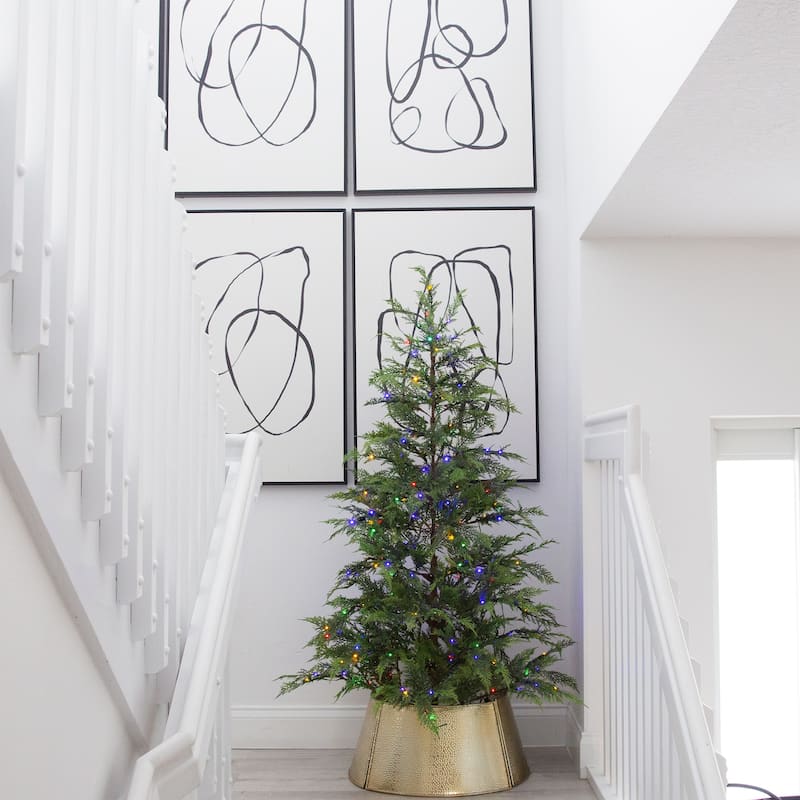 Pre-lit Medium Park City Pine Artificial Christmas Tree - 5’ - Multicolored LED Lights - 5 Foot