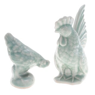 Novica Handmade Japanese Rooster Ceramic Figurines (Pair)