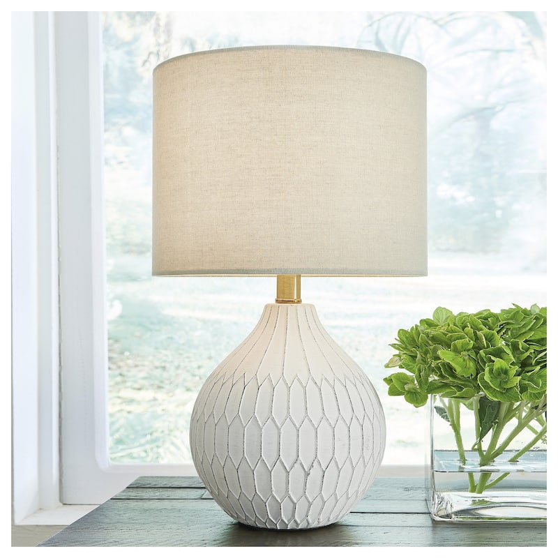 Signature Design by Ashley Wardmont White and Ivory Table Lamp - 17.5 in - 17.5 in - White