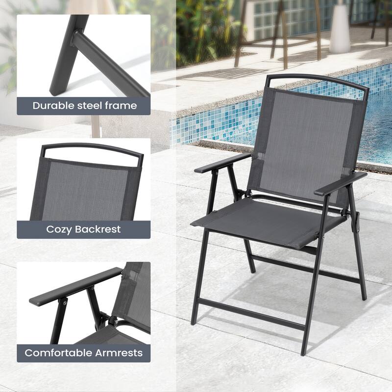 Pellebant Set of 4 Patio Folding Chairs Outdoor Portable Dining Chairs