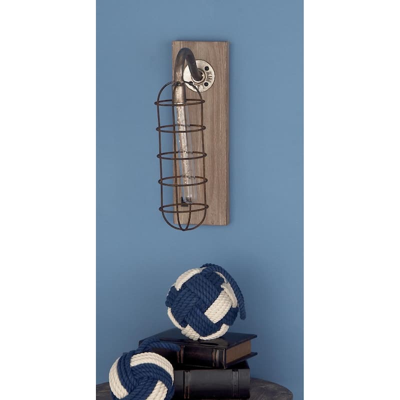 Metal Geometric Battery Operated Room Accent Lamp with Included Fixed LED Light - Brown - Roche River Decor
