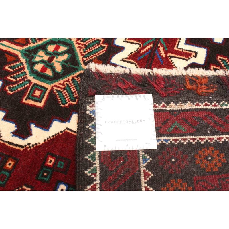 ECARPETGALLERY Hand-knotted Teimani Dark Red Wool Rug - 2'9 x 3'10
