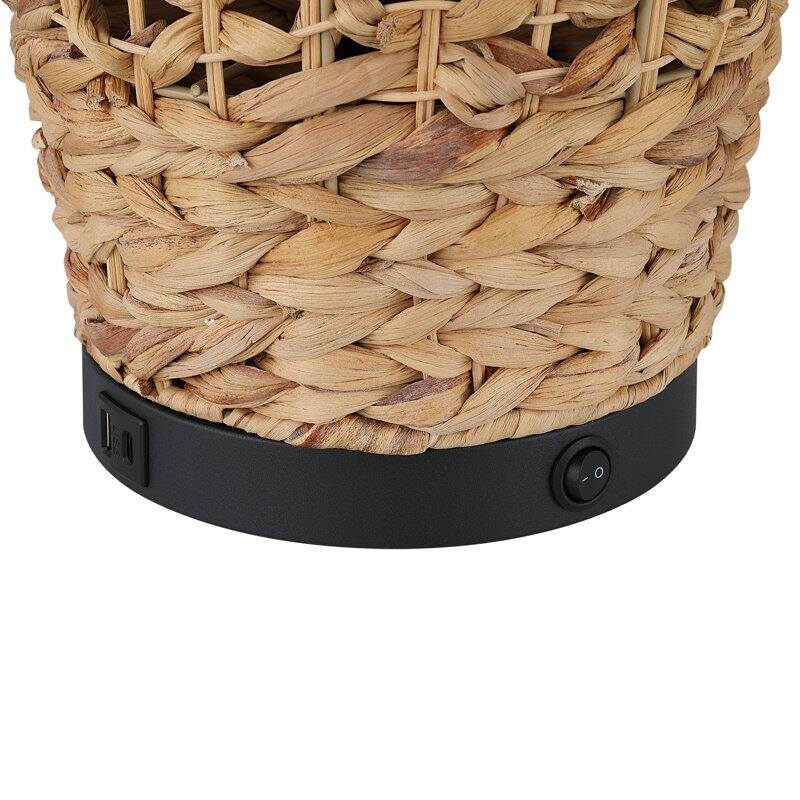 Acroma Rattan Decorative Table Lamp with Black Metal Base