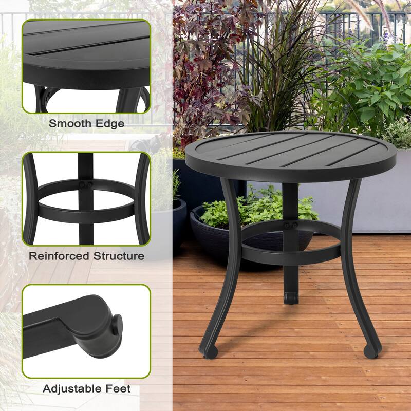 3-Piece Powder-Coated Iron Outdoor Bistro Set, Black