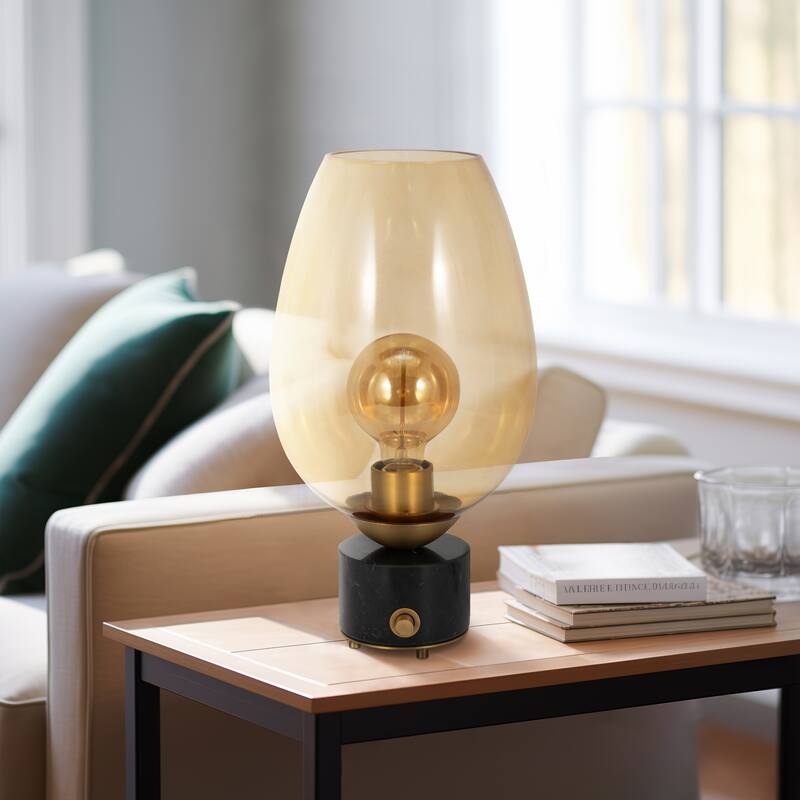 Sagebrook Home 16" Mikeno Glass And Marble Table Lamp, Gold, 16"H - 9" x 9" x 16" - 9" x 9" x 16" - Gold