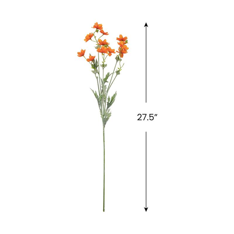 Baby Cosmos Artificial Silk Floral Spray - 27.5" - Orange