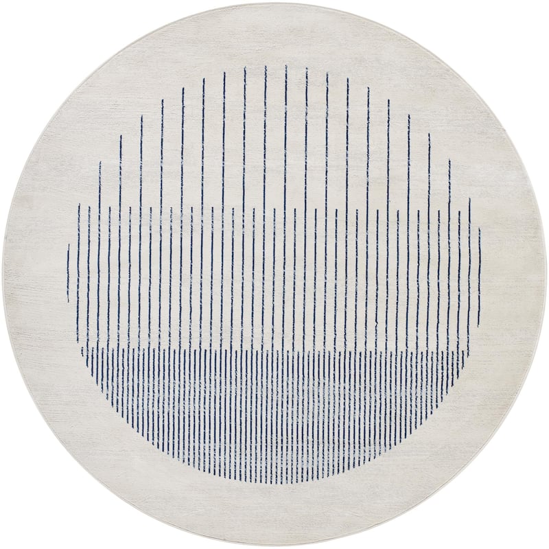 Livabliss Floransa Transitional Area Rug - 7' 10" x 7' 10" - Blue/Grey - Round