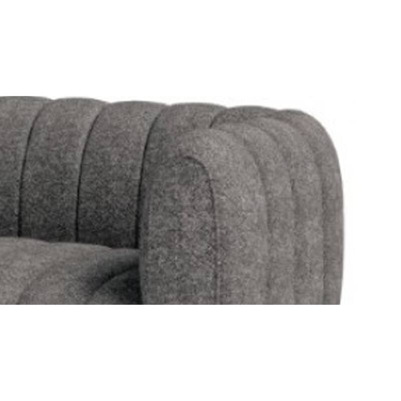 Hery Loveseat, 65 Inch, Gray Boucle, Vertical Channel Tufted Details