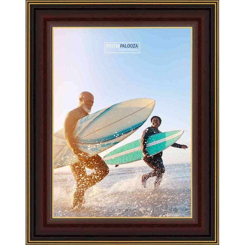 12x9 Contemporary Mahogany Complete Wood Picture Frame with UV Acrylic, Foam Board Backing, & Hardware
