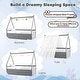 preview thumbnail 12 of 18, Costway Twin Size House Bed with Roof Safety Guardrail 2 Storage