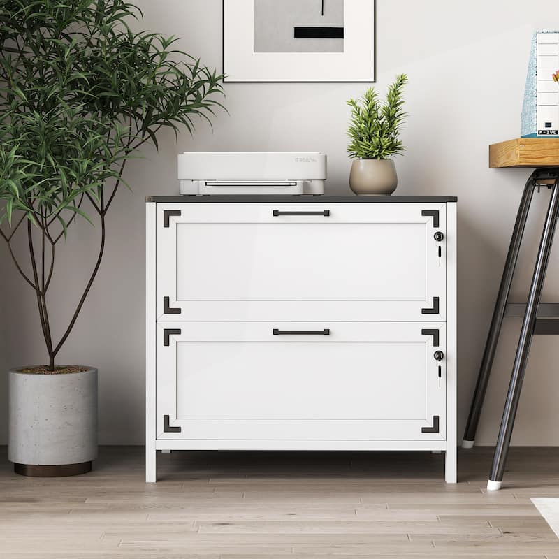 Charming Farmhouse File Cabinet for Home Office Organization - White - Letter