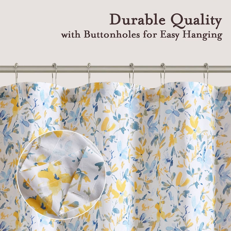 Nora 100% Cotton Floral Shower Curtain