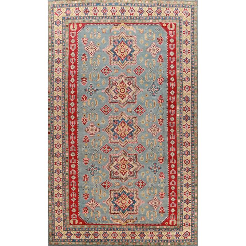 Hand Knotted Oriental 100% Wool Carpet Traditional Geometric Navy Blue & Blues Kazak Area Rug - 16' 3'' X 9' 10''