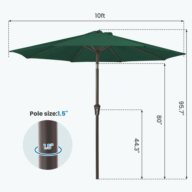 10ft Patio Market Umbrella with Crank & Tilt,UV-Risistant