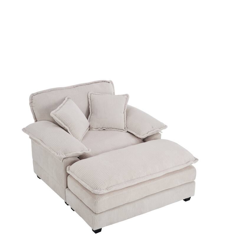Corduroy Single Sofa With 2 Pillows