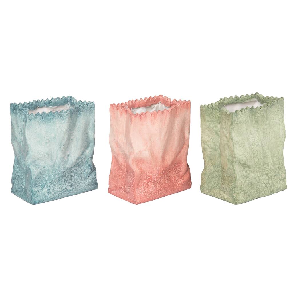 Transpac Resin Paper Bag Planter Set of 3 Spring Home Decorations