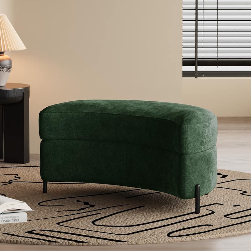 Modern Chenille 360° Swivel Accent Barrel Chair and Storage Ottoman