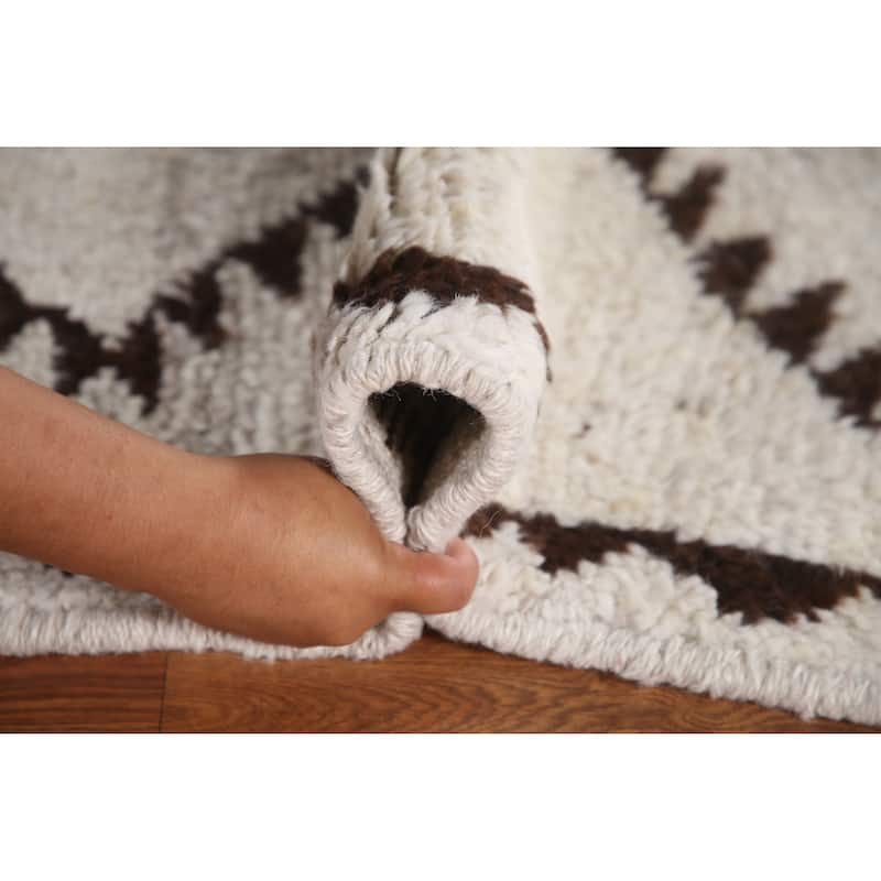 Plush Turkish Anatolian Runner Rug Hand-knotted Geometric Wool Carpet - 3'4"x 11'4"
