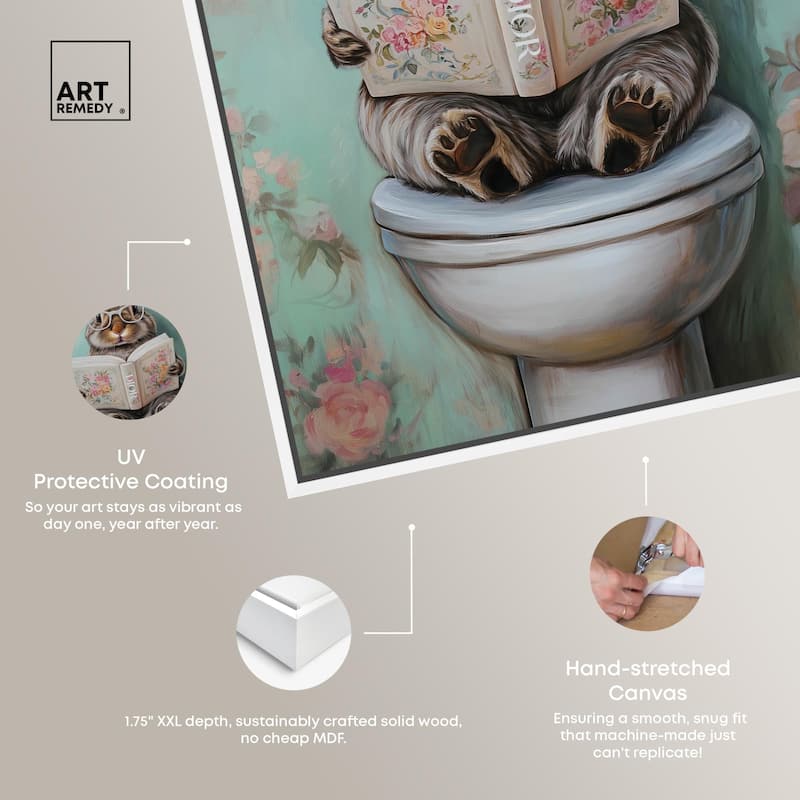 Petite Floral Toilet Bunny Canvas by Art Remedy