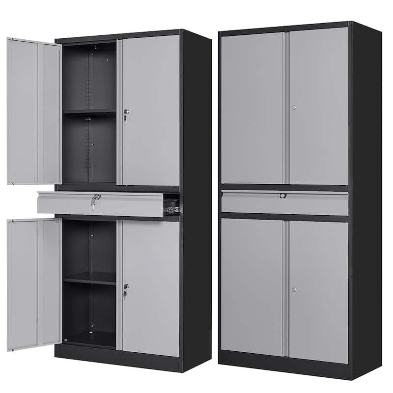 Metal Garage Storage Cabinet Tool Cabinet with Drawer - N/A